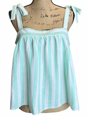 Stoney Clover X Target Mint & White Striped Tie-Shoulder Cropped Top. EC. Size